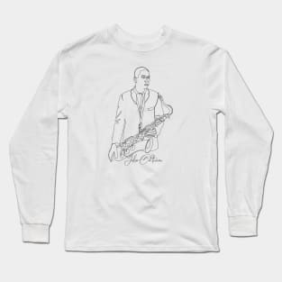 Coltrane one line art jazz Long Sleeve T-Shirt